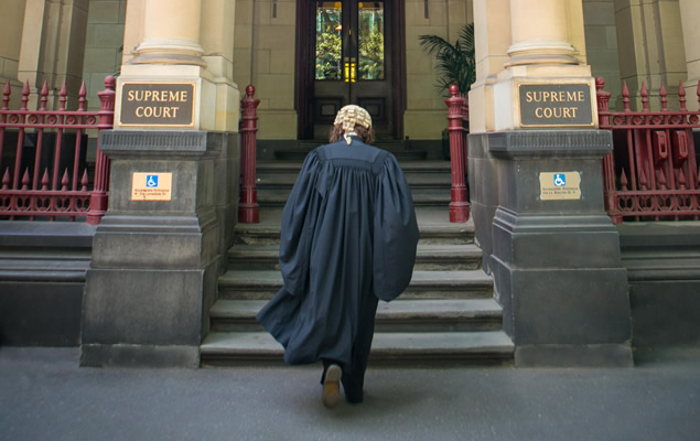 Dr Vivian Waller entering the Supreme Court